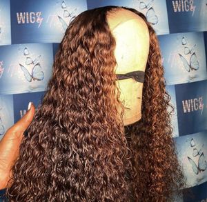 黒人女性のためのオンブルブラジルの水波ウィッグ150denity 13x6レースフロントウィッグベビーヘア付き茶色のレース閉鎖ウィッグ3721781