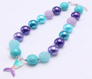 Chunky beads necklace cute mermaid tail pendants girls kids bubblegum necklace fashion party dress up 3 style5929950