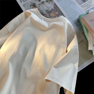 Mode 2024 Neew Short Sleeved Men Summer Pure Cotton Bottom Shirt Trendy Half Sleeve Trend mångsidig t-shirt American Casual