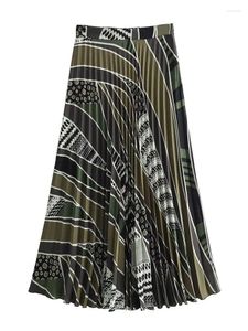Юбки TF.MLN, весенне-летние женские плиссированные юбки миди, 2024, элегантное женское модное повседневное шикарное платье до середины икры с боковой молнией