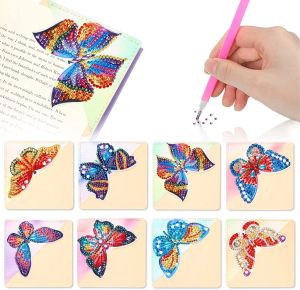 Stitch 8pcs Butterfly Diy Diamond Målning Bokmärke Bokhörntäcke Bokmärken Diamond Mosaic Art Book Decortion Handgjorda hantverkspresenter