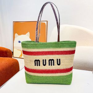 Lady Stripe Raffias Designer Beach Bag Miumiubag Verão Straw Womens Ombro Shop Travel Weave Tote Bag Luxurys Bolsa Crossbody Mens Clutch Crochet Duffle Bags