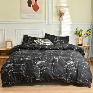 Sets Black Marmor Muster Duvet Cover 200x200 mit Kissenbezug einfache Style Quilt Cover Bettwäsche Set 220x240, Decke Cover Super King