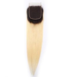 Remy Straight Top Closure Chiusure per capelli umani lisci Parte 4x4 Capelli vergini brasiliani Pezzo di chiusura in pizzo svizzero T1b613 Bleach9705261