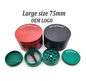 Big Size 75mm 4 Parts SharpStone Tobacco Grinders Smoking Accessroy Herb Grinder Cnc Teeth Filter Net Dry Herb Vaporizer Pen1880003