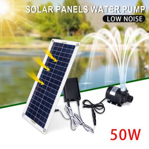 Pumps 50W 800L/H Brushless Solar Power Water Pump Set Ultraquiet Submersible Water Pump Motor Fish Pond Garden Fountain Decoration