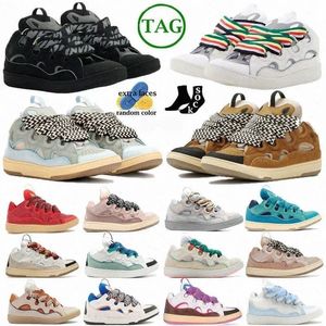 Casual Shoes Luxury Designer Lavines Fashion Leather Curb Sneakers parar Män kvinnor Lace-up Extraordinära tränare kalvskinn gummi sneakers