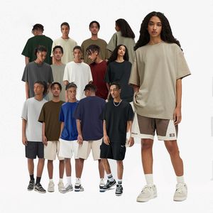 T -shirt 2024 Spring och Summer Earth Color Heavy T Shirt Men's American Street Tide Brand Solid Color Cotton Slevers