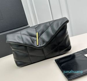 2024 Puffer Handbags Purse Genuine Leather Credit Card Wallet Magnetic Button Golden Hardware Women Flap Fashion Wallets