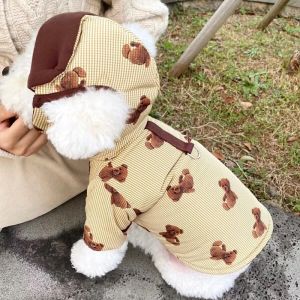 Jackets Cotton Pet Jacket Autumn Winter Medium Small Dog Clothes Cute Hood Fashion Coat Kitten Puppy Warm Sweater Bulldog Poodle Maltese