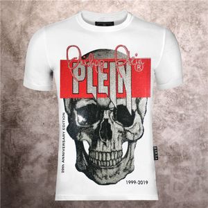 Trenda marki Philippe Pullan Krótkie rękawowe okrągła szyja z dominującą osobowością i wysokiej jakości PP gorąca T-shirt Skull Skull Męska