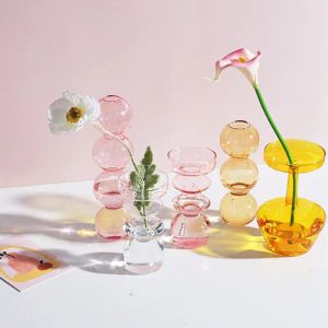 Vaser hem dekoration glas vas rum dekoration blomma kruka modern färg kristall transparent hydropon växt blomma arrangemang konst