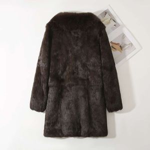 Haining 2024 Новое зимнее женское пальто с кроликом и натуральным лисьим воротником и меховым интегрированным пальто 1387