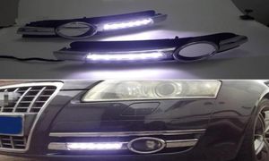 2st för A6 C6 2005 2006 2007 2008 Chromed Strip Waterproof ABS CAR DRL LAMP 12V LED DAYTIME Running Light Daylight3554973