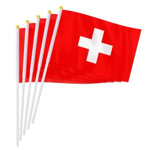 Accessories PTEROSAUR 14*21cm Switzerland Hand Flag, World European Switzerland Swiss National Hand Held Small Waving Flag Desk Decor Gifts