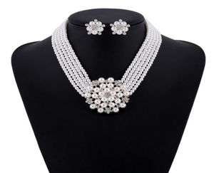 I lager full pärlor brud smycken set halsband kristaller studörhängen bröllop smyckesuppsättningar för brud brudtärnor fest accessori4625160