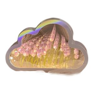 Mirrors DIY Handmade Tulip Night Light Cloud Tulip Mirror Light Lampara De Tulipanes Bedroom Furniture Decoration Simulation Flower