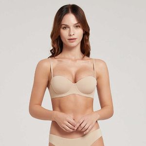 1/2 copo lingerie sem costura feminino fino anel de aço macio ajustável superior fino inferior grosso sutiã sexy reunião meia xícara sutiã