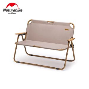 Furnishings Naturehike Double Folding Chair Outdoor Camping Beach Chair Portable Leisure Back Armchair Garden Bench Camouflage Wood Grain Ch