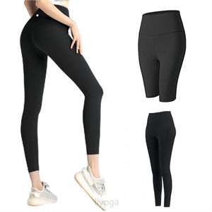 Lu Align Leggings Shorts Womens Yoga Pants Women Gym Slim Fit Pockets Workout Clothing Gym Wear Training Fitness Lady Outdoor Sports Trousers Yoga Outfits