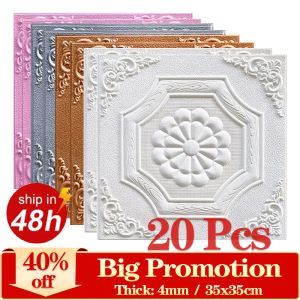 Naklejki 3D Tapeta Połącze naklejenie ścienne Piankowe wystrój domu do salonu sypialnia Sufit TV Art 20pcs 35x35cm