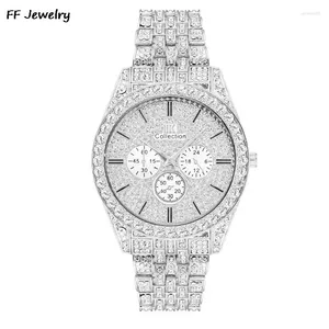 Wristwatches Men Iced Out Watches Luxury Full Diamond Gold Quartz Clock Gift Relogio Masculino Hip Hop Watch