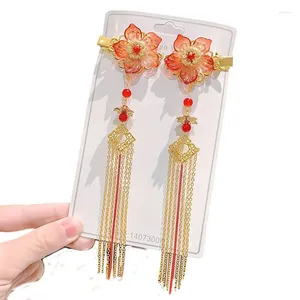 Acessórios de cabelo Clipes de flores Jóias Long Beads Tassel Elegante Headdress para decoração de estilo grosso