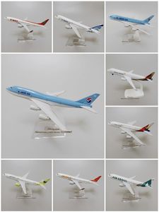 16cm koreanska Boeing B747 Airbus A380 Jeju Jin Tway Boeing B737 Seoul Busan Asiana Airbus A320 A380 Diecast Airplane Plane 240307