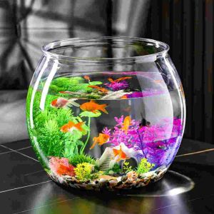 Tanques limpar tigela de peixes pequeno aquário de plástico tanque de peixes dourados desktop tanque de tartaruga goldfish tigela decoração aquário para