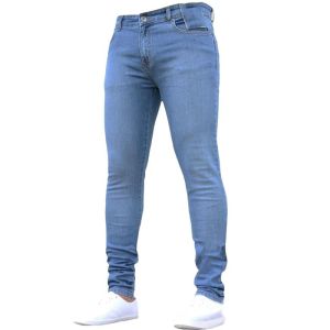 Calça masculina retrô com zíper, calça jeans stretch casual slim fit masculina plus size calça lápis jeans skinny para homens