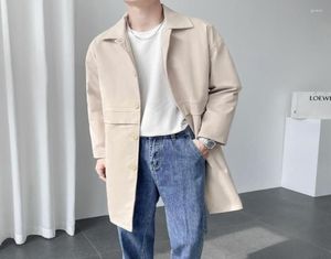 Men039s Trench Coats Autumn Khaki czarny płaszcz Men Slim Fashion Casual Long Korean Windbreaker Jacket Mens Overcoat M3XL4276342