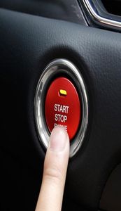 Ny bilstart stoppmotor tändning tryck knapp ring aluminium legering styling tillbehör täckning för mazda enklav cx345 atez3393038