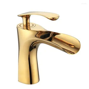 Bathroom Sink Faucets Basin Brass Mixer Taps & Cold Single Handle Waterfall Gold/Chrome/Nickel/Black