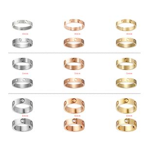 Love Screw Rings Classic Fashion Womens Designer Ring Par Jewelry Band Titanium Steel With Diamonds Casual Fashion Gold Silver Rose Valfritt storlek 4/5/6mm