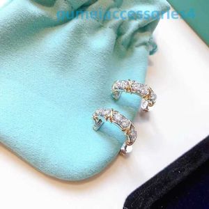 2024 Jewelry Designer Brand Stud Sterling Sier Full Diamond Cross Earrings Girls Festival Gift With Box