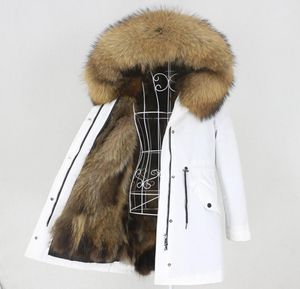 2020 lungo Parka Tessuto Impermeabile Cappotto di Pelliccia Reale Giacca Invernale da Donna Collo di Pelliccia di Procione Naturale Cappuccio Rimovibile di Spessore Caldo New3677849