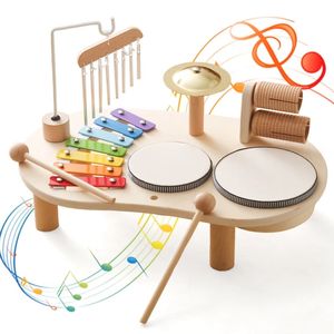 Baby Wood Montessori Toys Bandstand Model borttagbar Set Mobile Drum Children Puzzle Learning Toys For Born Birthday Present 240307