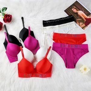 Conjuntos de sutiãs lingerie sexy para mulheres finas mulheres conjunto mulher 2 peças roupa interior feminina em correspondência senhoras rosa top