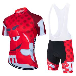 Summer new cartoon fun bean M bean team version mountain biking suit for men and women short-sleeved suit bib shorts cycling