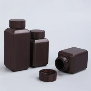 Jars 10Pcs Dark Brown plastic bottle Narrow Mouth Square bottles liquid Storage Container 30ML/60ML/100ML/250ML