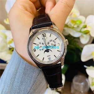 Pateksphilipes Saatler Karmaşık Fonksiyon Serisi Serisi 5146G Platin Beyaz Disk Erkek Moda Günlük İş Takvimi Mekanik WatchFun0RBX