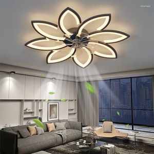 Plafoniere Moderne Residenziale Smart Home Decorativa Telecomando Oro Nero Bianco Lampada a ventaglio Lampadario di lusso a Led