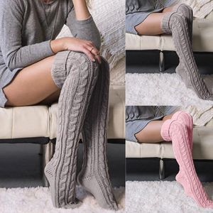 Women Socks Thigh High Stockings Womens Winter Warm Ladies Girl Long Over Knee Sock Knitting Pile Thick Female Woolen Foot Leg Warmer