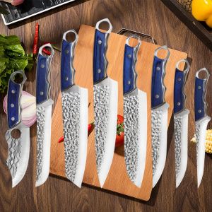 Knives Hammered Meat Cleaver Chef Knife Kitchen Knife Set Stainless Steel Fruits and Vegetables Slicing Knife Skinning Cleaver BBQ Tool