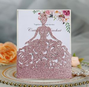 Pink Gold Glitter Wedding Zaproszenia Gold Red Champagne Laser Cut Editable Sweet Piętnaście zaprasza zaproszenie na imprezę rocznicową Car8323162