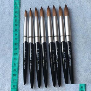 Nail Brushes Round Sharp 1Pcs Factory Direct Kolinsky Acrylic Brush Black Sier Metal Handle Big Size 141618202224 210630 Drop Delivery Otrjo