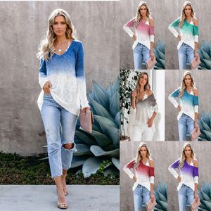 Bright loose knit sweater Spray dyed 2024 new simple smock Classic V-neck long sleeve spring T-shirt