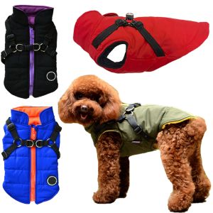 Giacche Abbigliamento per cani con pettorina Giacca per cuccioli Cappotto antivento per cani Abbigliamento imbottito Chihuahua Bulldog francese Yorkie Costume Articoli per animali domestici