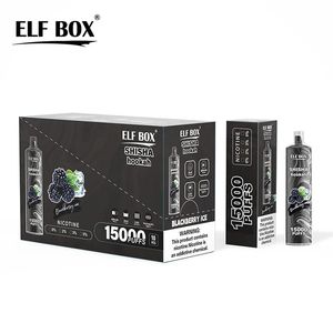 Autentisk Elf Box 15000 puffs engångsvapet Shisha Hookah Puff 15K Mesh Coil Rechargeble Pen Bar Kit Vaper 11 Färger 0% 2% 3% 5% Nicotine E Cigarettejnr Shisha