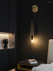 Wall Lamp All Copper Post-modern Light Luxury Crystal Restaurant Bar Chandelier Living Room Background Bedside